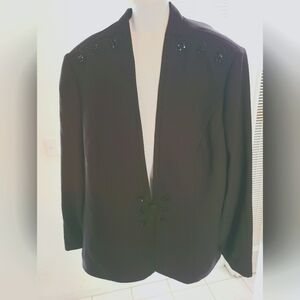 Karen Miller New York Jacket Designer Beaded Black Jacket Size 14
